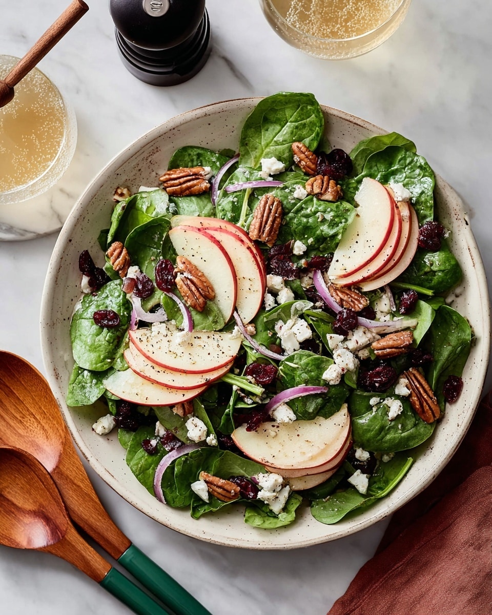 Fresh Spinach Salad with Apple, Cranberries, and Pecans Recipe
