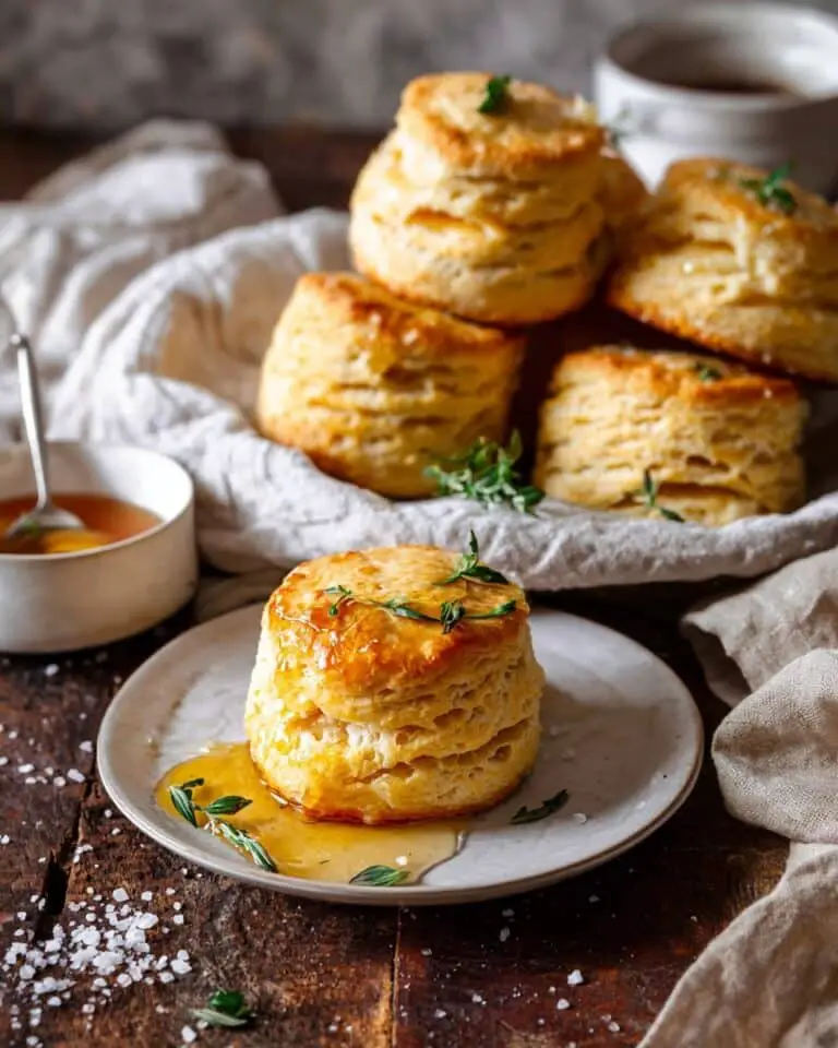 Honey Garlic Parmesan Biscuits with Honey Butter and Thyme Recipe