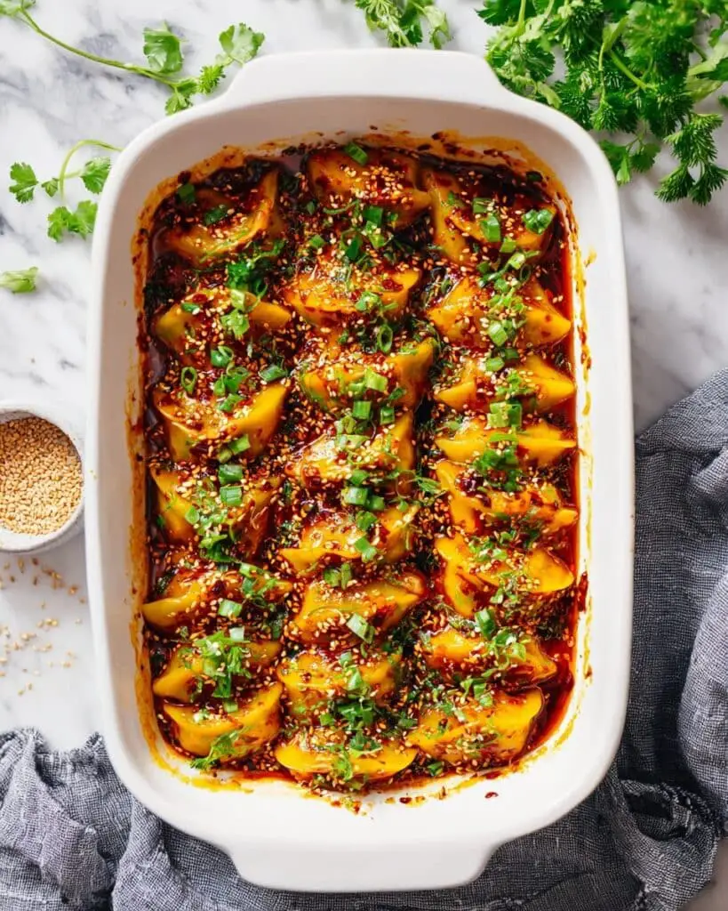 One Pan Coconut Curry Wontons Dinner Recipe