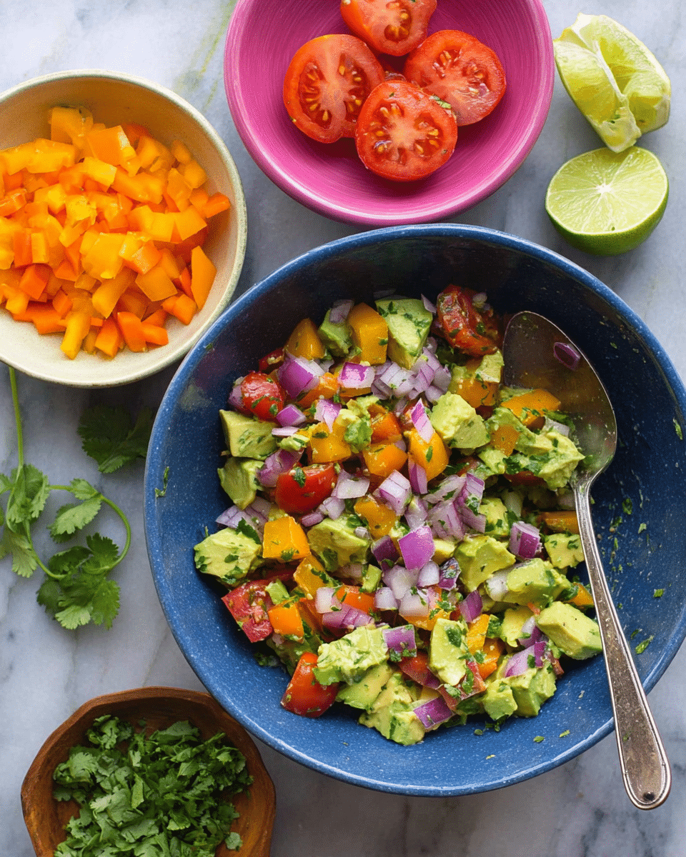Creamy Avocado Salad with Lime and Fresh Vegetables Recipe