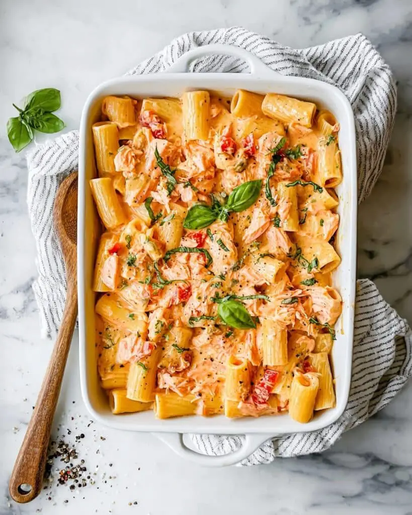 Baked Feta Pasta with Salmon Recipe