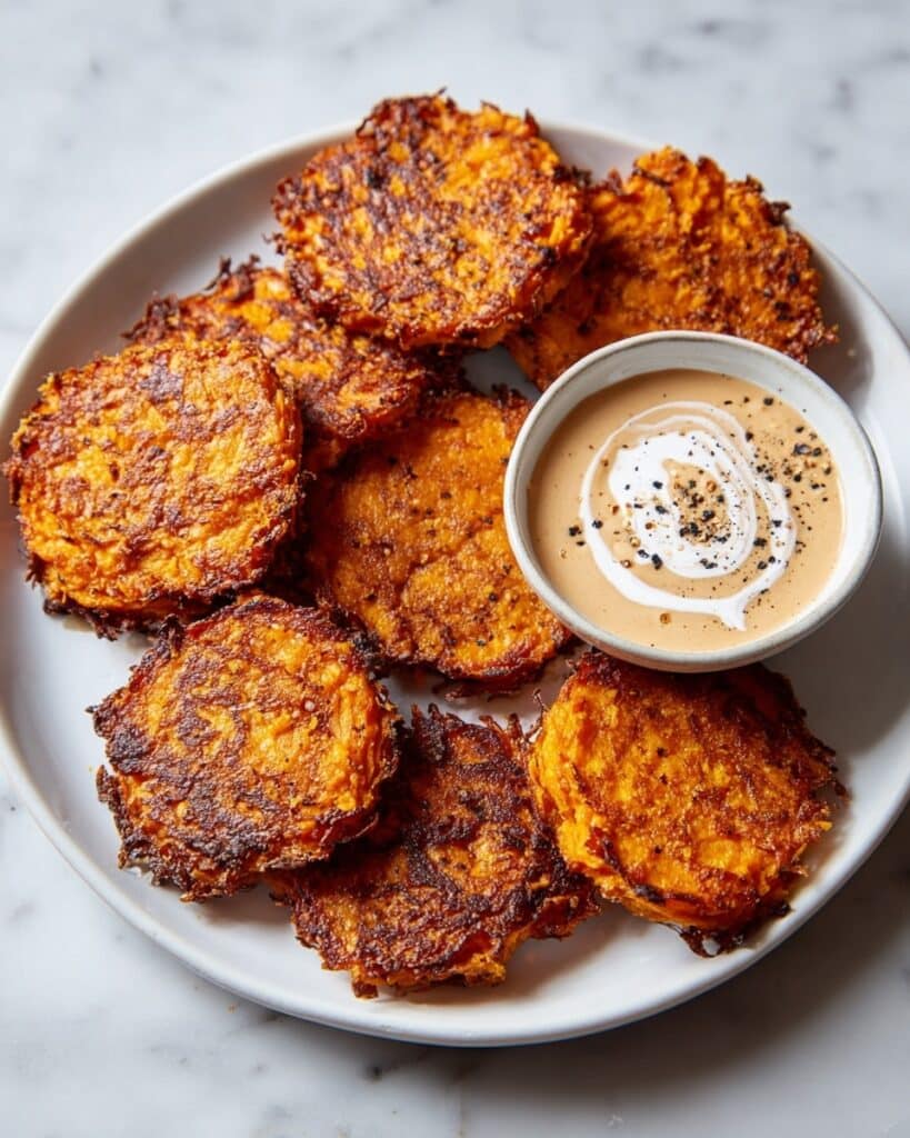 Baked Vegan Sweet Potato Hash Browns with Gochujang Dipping Sauce Recipe