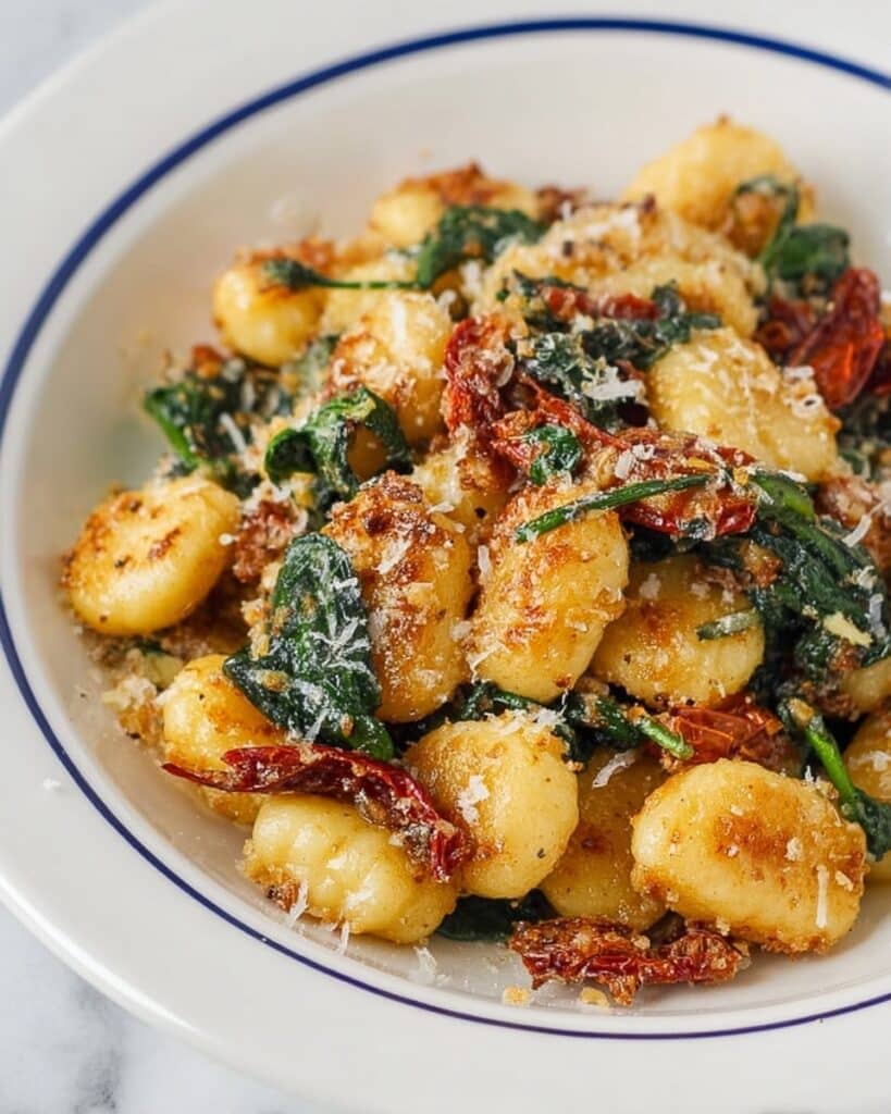 Pan Fried Gnocchi with Spinach and Sundried Tomatoes Recipe