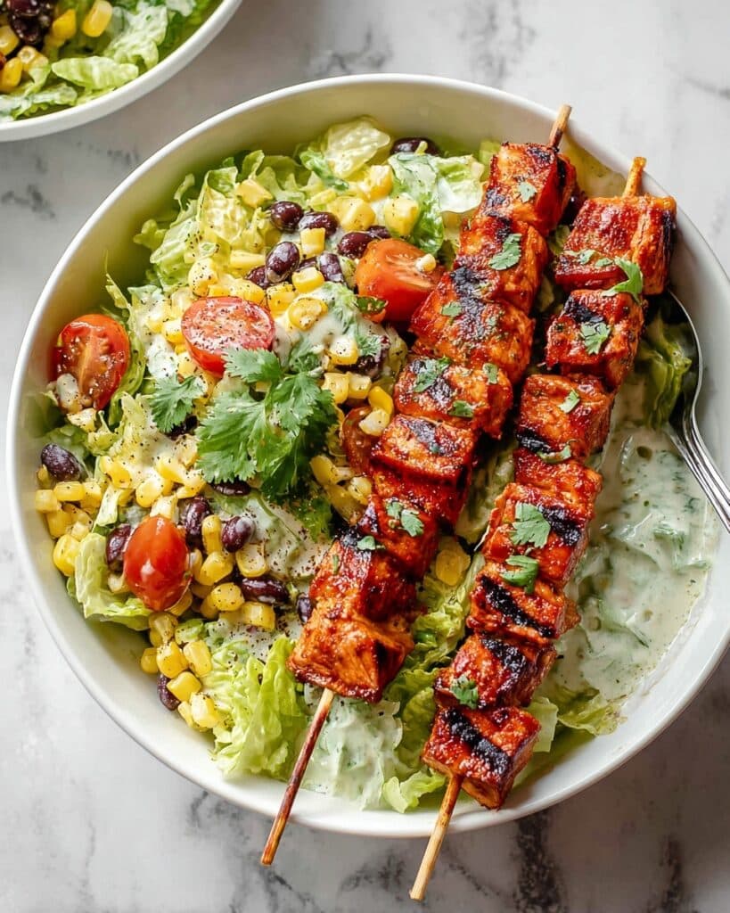 BBQ Chicken Skewer Salad Recipe