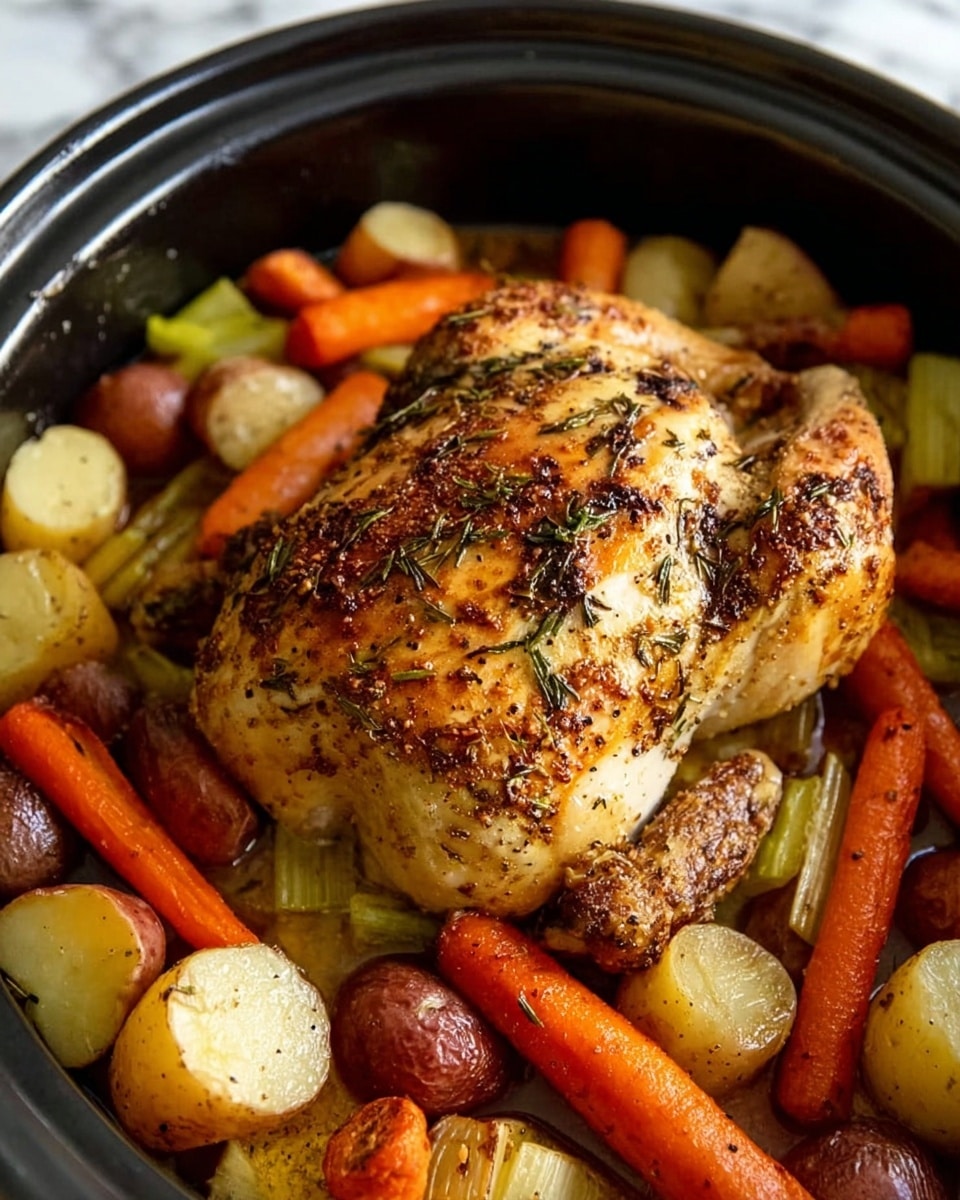 Slow Cooker Whole Chicken with Vegetables and Homemade Gravy Recipe