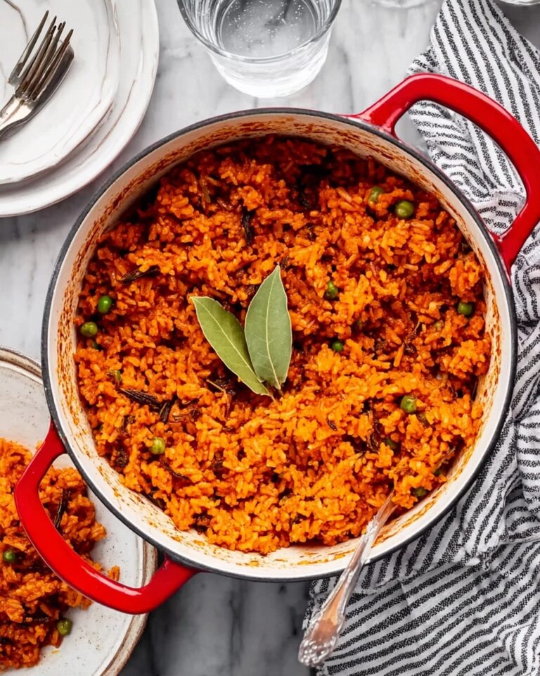 Authentic Nigerian Jollof Rice with Pepper Stew Base and Green Peas Recipe