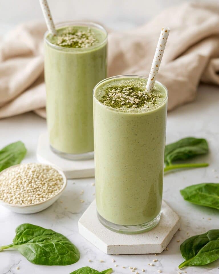 Matcha Green Smoothie with Banana and Spinach Recipe