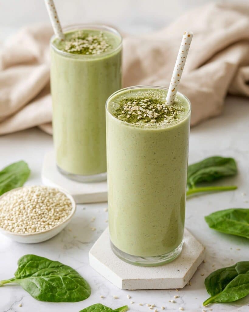 Matcha Green Smoothie with Banana and Spinach Recipe