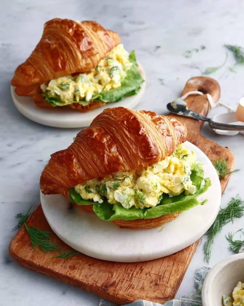 Scrambled Egg Croissant Breakfast Sandwich with Avocado and Goat Cheese Recipe