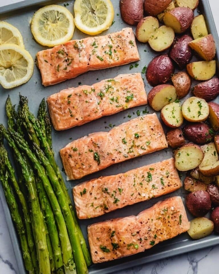 Sheet Pan Salmon and Asparagus with Potatoes Recipe