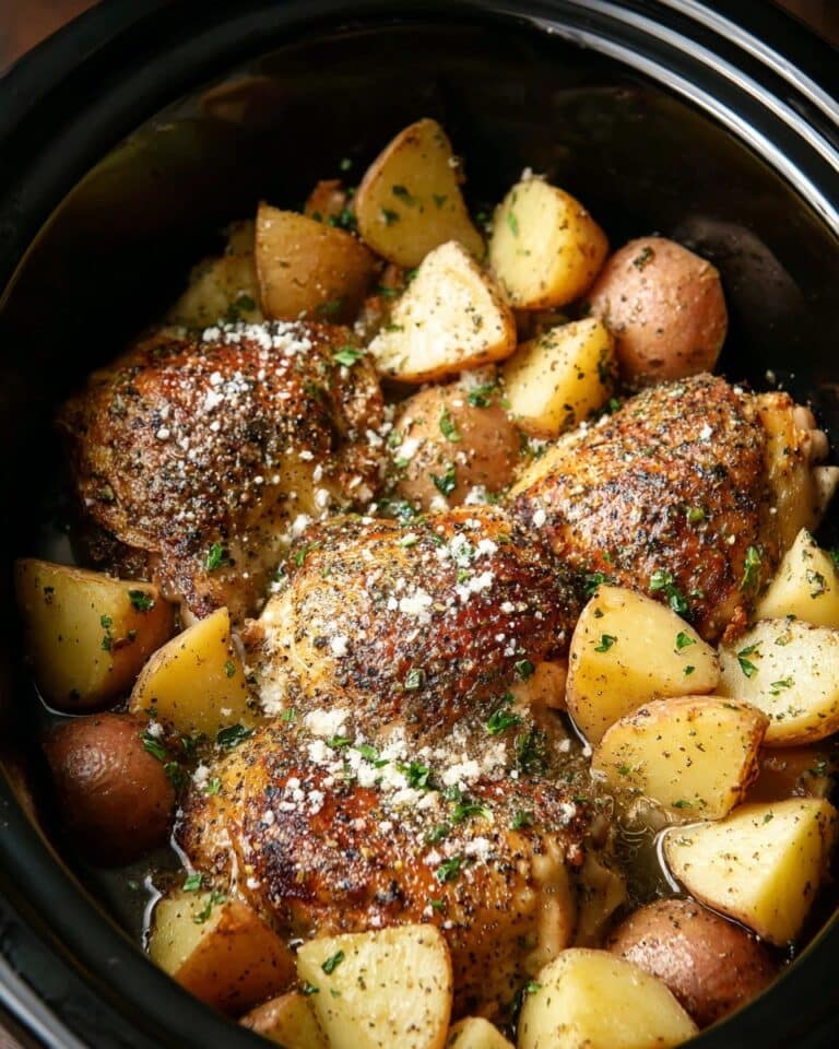Slow Cooker Garlic Parmesan Chicken and Potatoes Recipe