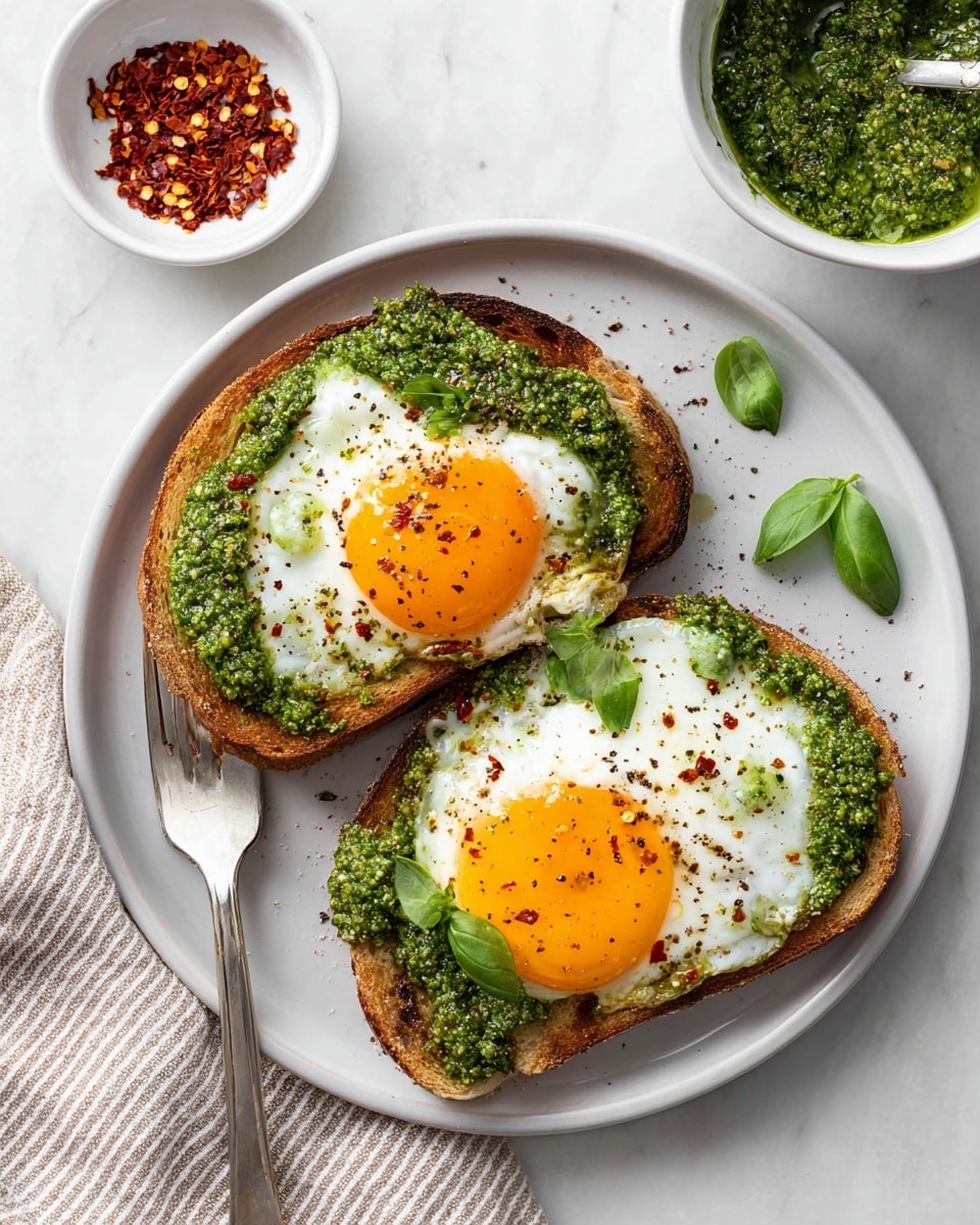 Ricotta Pesto Fried Eggs on Toast Recipe