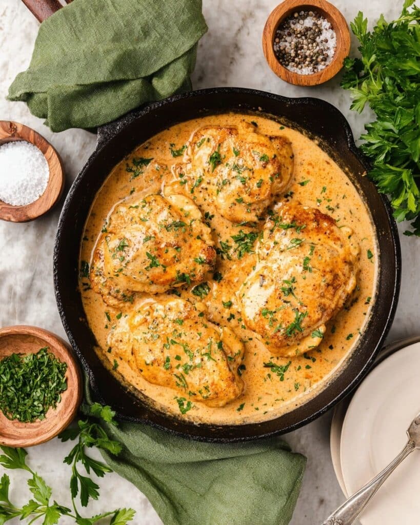 One-Skillet Smothered Chicken Recipe