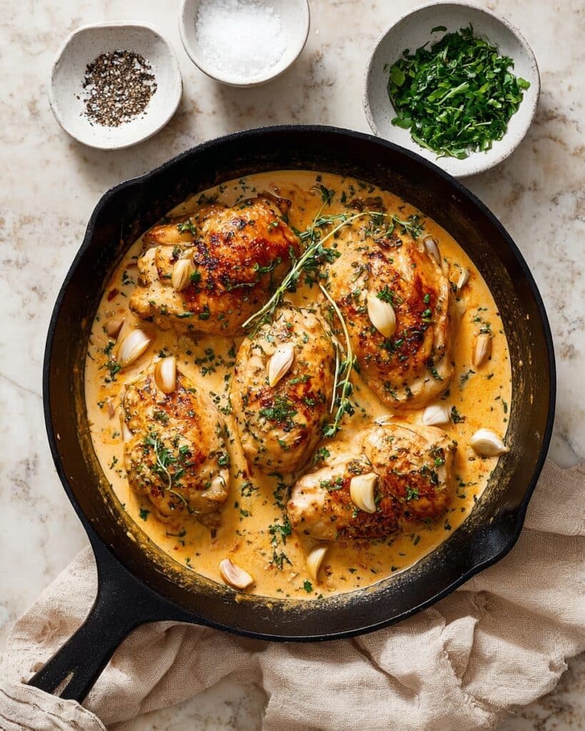 Creamy Garlic Herb Chicken with Tarragon and Parmesan Recipe