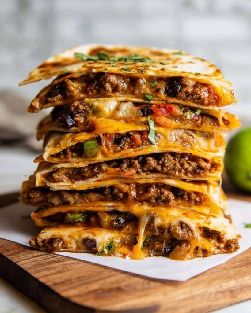Cheesy Ground Beef Quesadillas Recipe