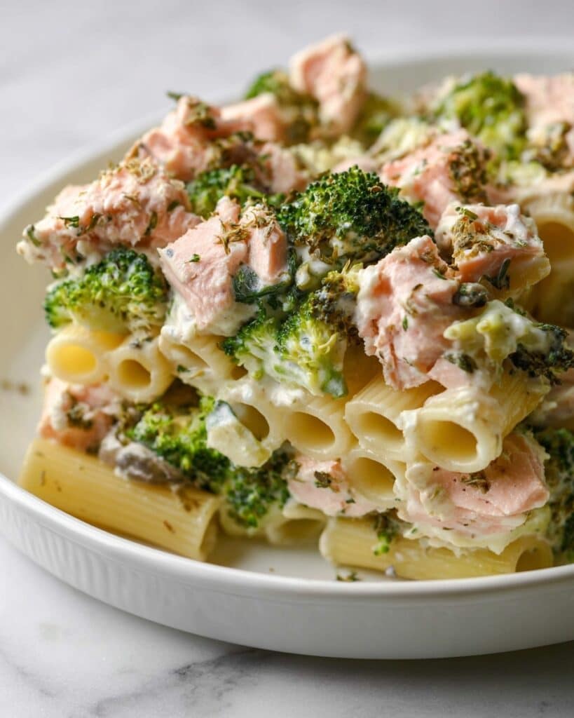 Salmon and Broccoli Pasta with Cream Cheese and Mozzarella Recipe
