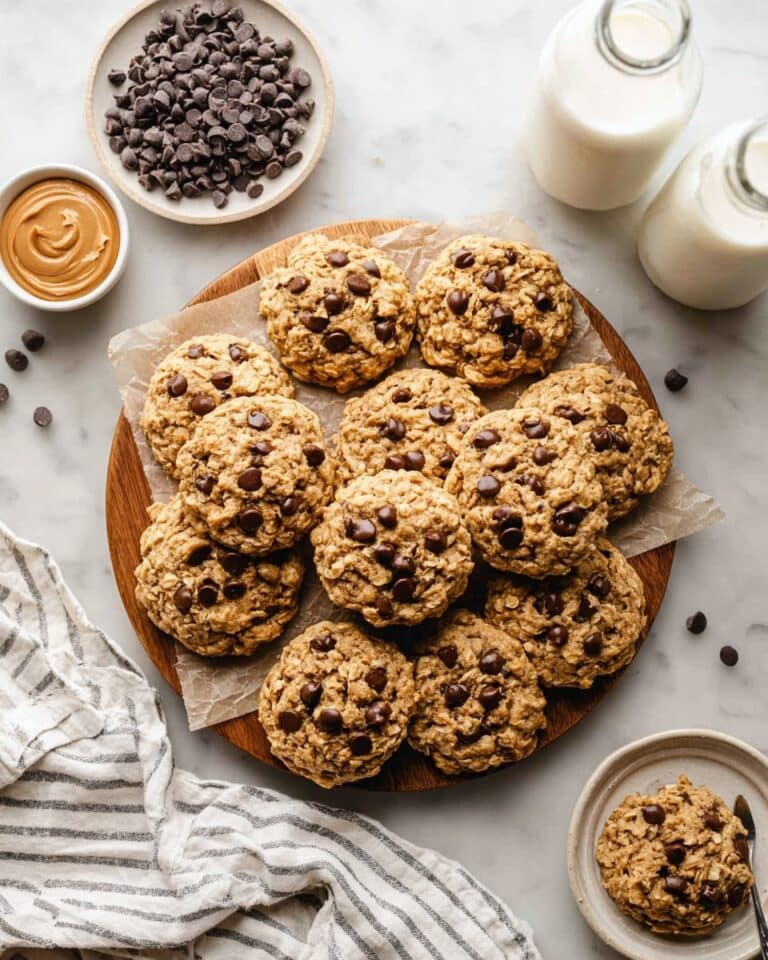 Soft Peanut Butter Oatmeal Chocolate Chip Cookies Recipe