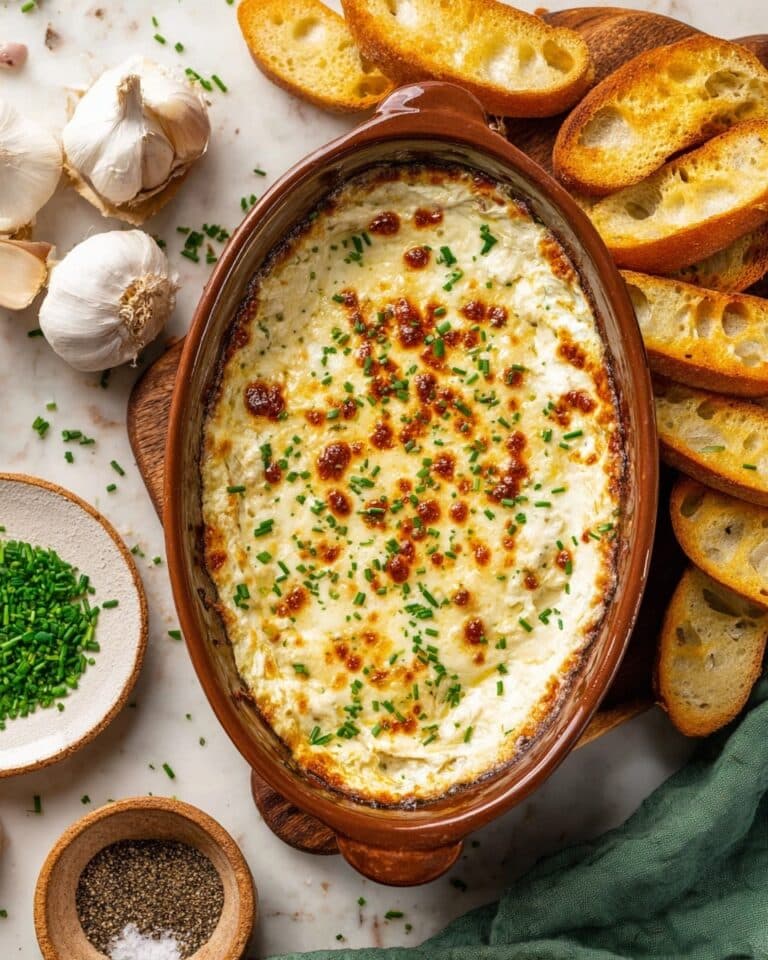 Cheesy Baked Garlic Bread Dip Recipe