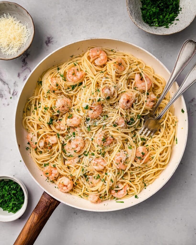 Angel Hair Pasta with Shrimp in Lemon Garlic Butter Recipe