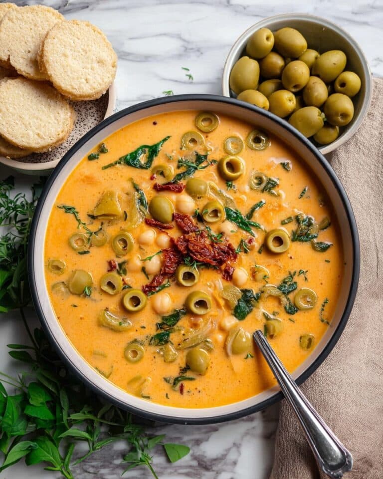 Green Olive and Chickpea Orzo Soup Recipe