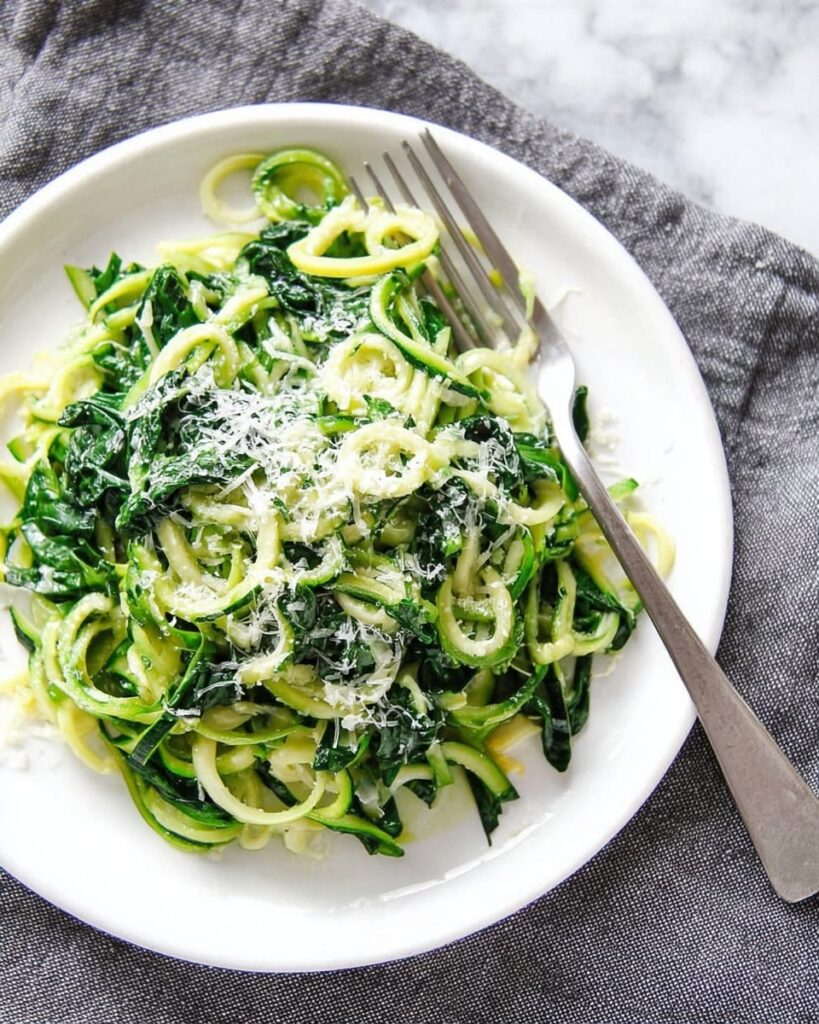 5-Ingredient Spinach Parmesan Zucchini Noodles Recipe