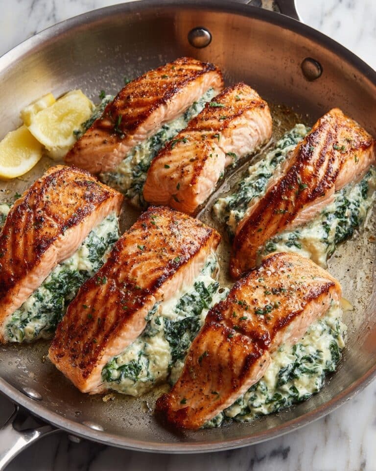 Creamy Spinach Stuffed Salmon Recipe