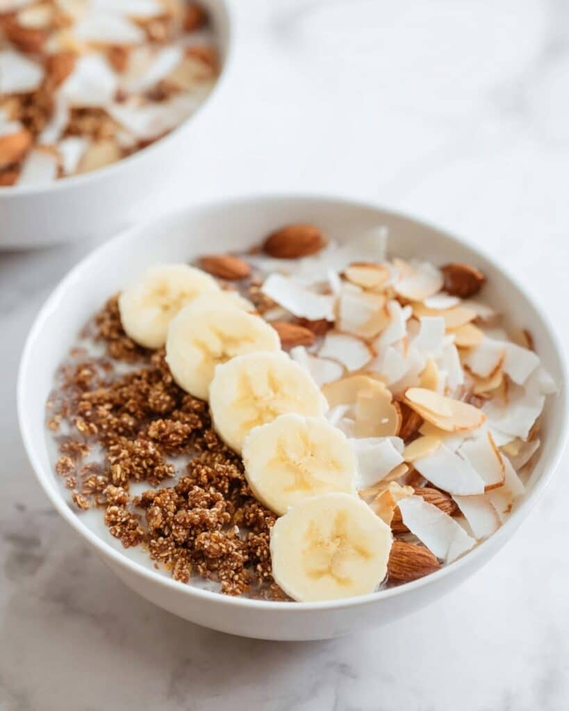 Quinoa Breakfast Bowls with Banana, Almonds, and Coconut Recipe