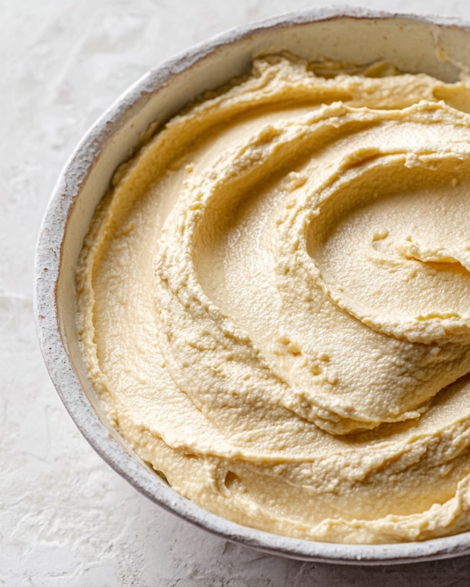 A close-up view of one thick creamy layer of light beige hummus with a soft, fluffy texture in a white bowl with a rough edge, sitting on a white marbled surface. The hummus is swirled gently in the bowl creating smooth, curved ridges and small air pockets throughout. The light reflects softly on the hummus surface, highlighting its creamy consistency photo taken with an iphone --ar 4:5 --v 7