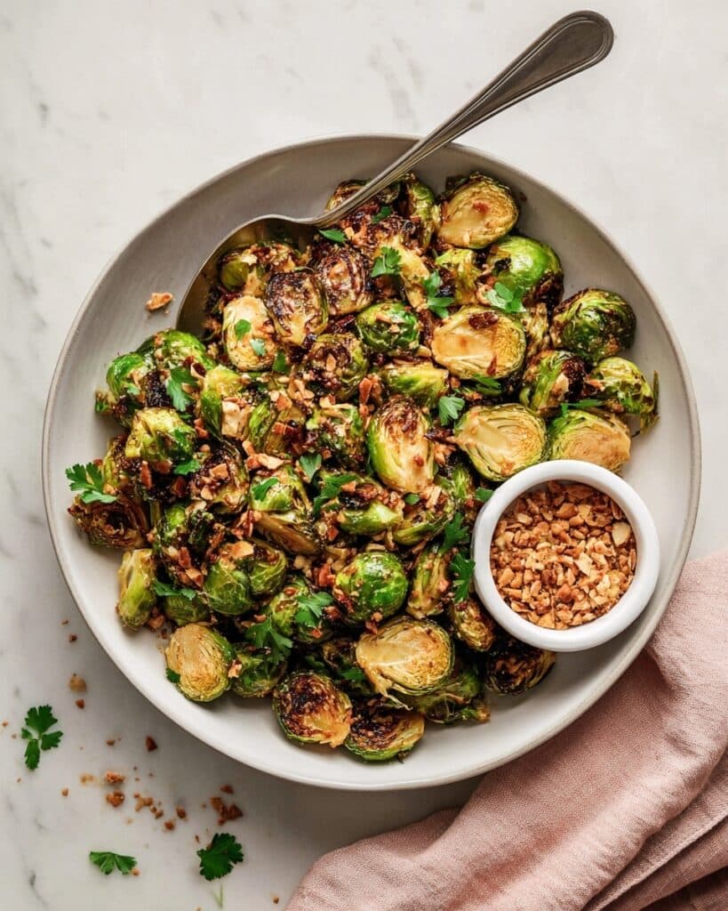 Roasted Brussels Sprouts with Smoky Almond Bits Recipe