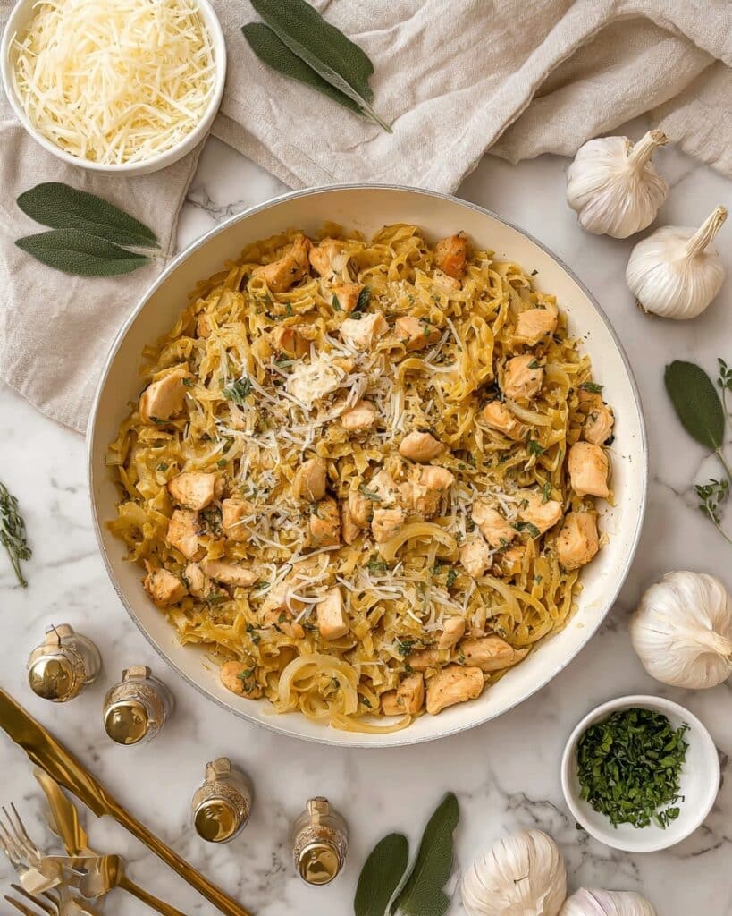 One Pot French Onion Orzo with Chicken Recipe