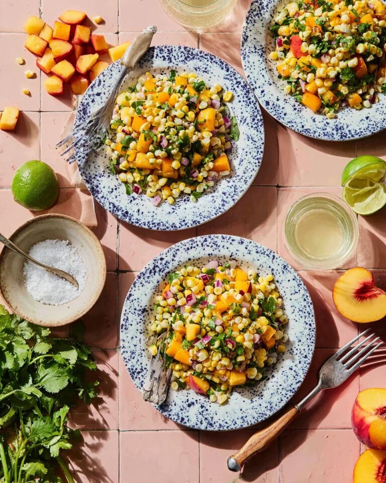 Corn and Peach Salad with Honey Lime Dressing Recipe
