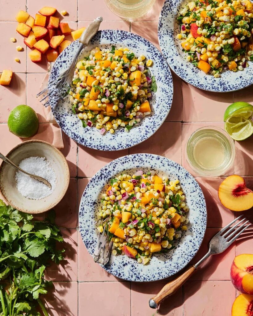 Corn and Peach Salad with Honey Lime Dressing Recipe