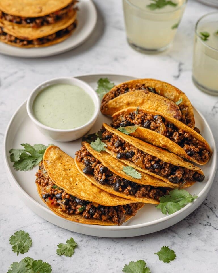 Crispy Baked Ground Turkey Tacos with Avocado Sauce Recipe