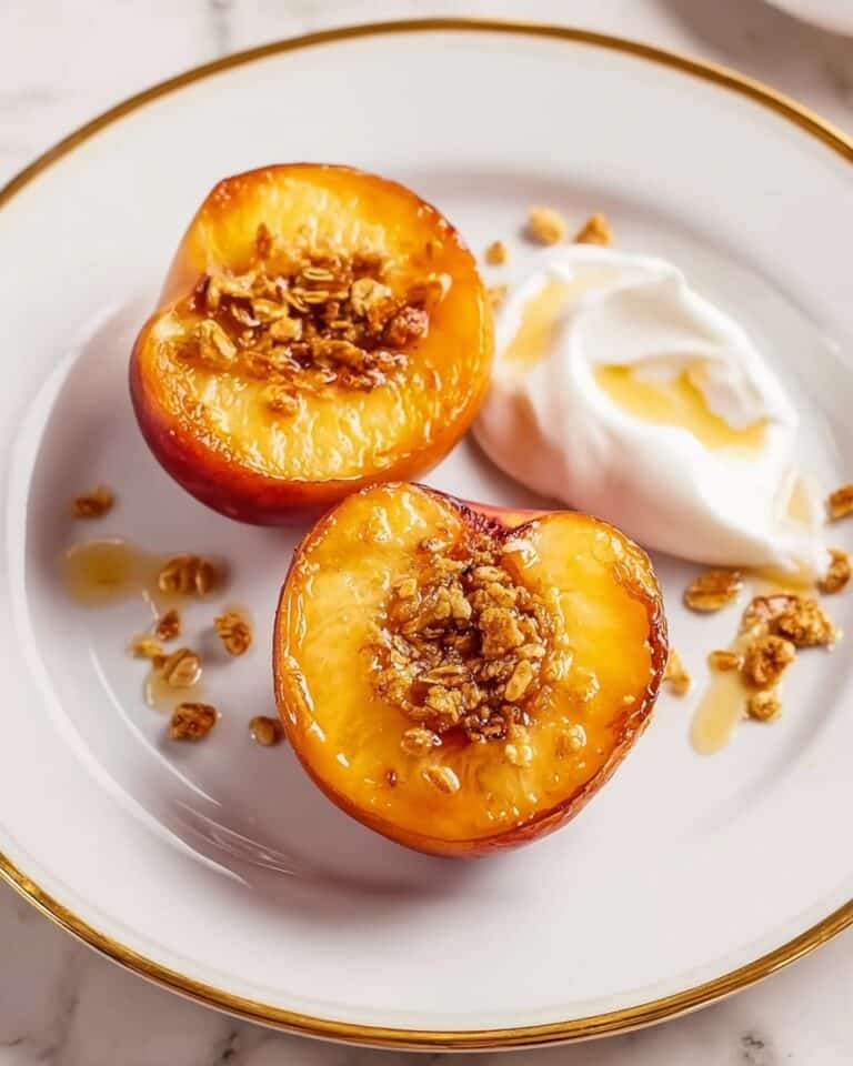 Air Fryer Cinnamon Caramelized Peaches with Granola and Vanilla Yogurt Recipe