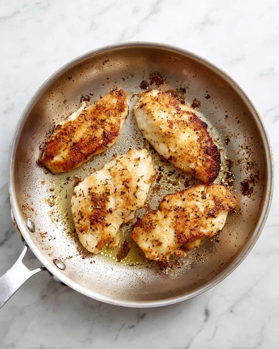 A silver pan with four pieces of cooked food inside, each piece golden brown with a slight crispy texture and light seasoning visible. The food pieces have uneven, natural shapes and are placed evenly across the pan’s surface. The pan shows some browned spots and a small amount of oil glistening around the food. The background is a white marbled texture. photo taken with an iphone --ar 4:5 --v 7