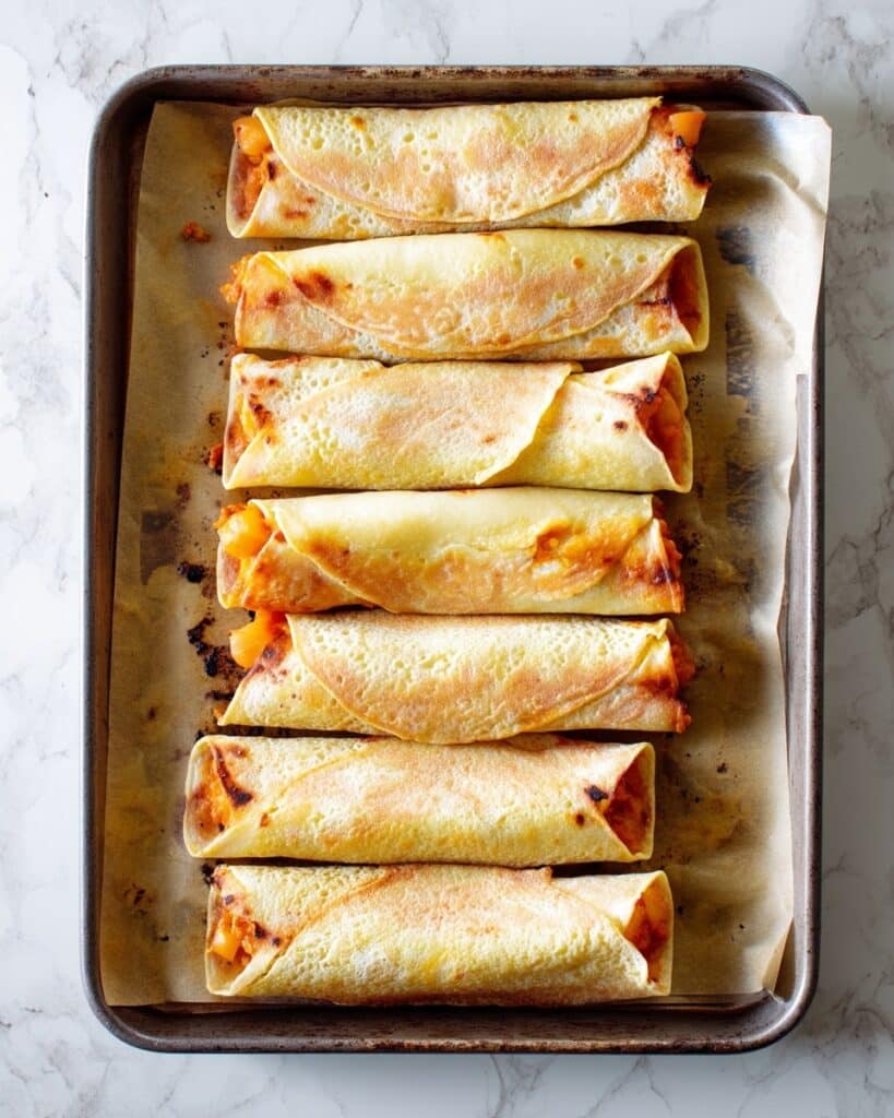 Baked or Air-Fried Chickpea Taquitos with Spicy Vegan Sauce Recipe