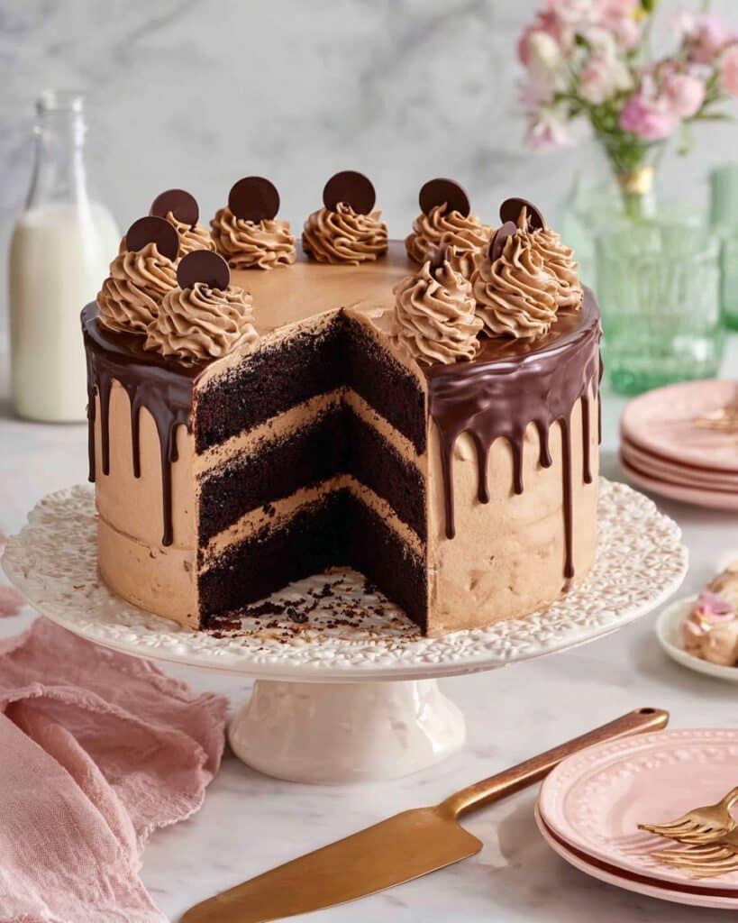 Decadent Mocha Cake with Espresso Buttercream and Chocolate Ganache Recipe