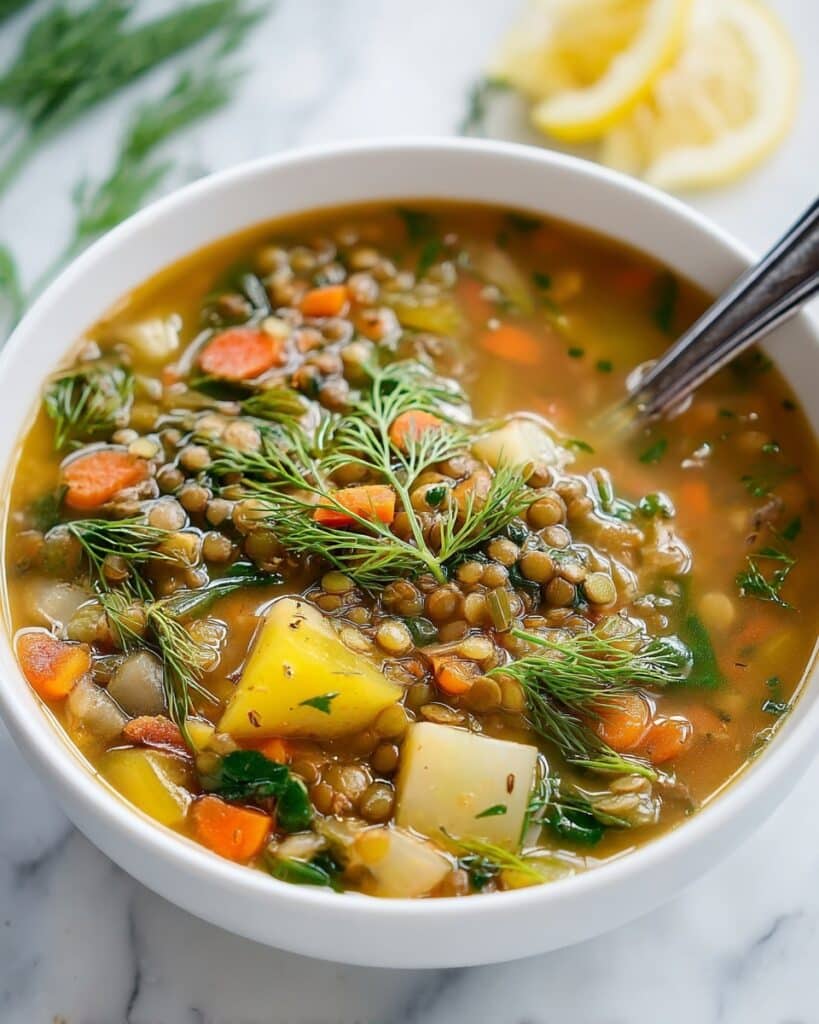 French Lentil Soup with Turnips and Dill Recipe