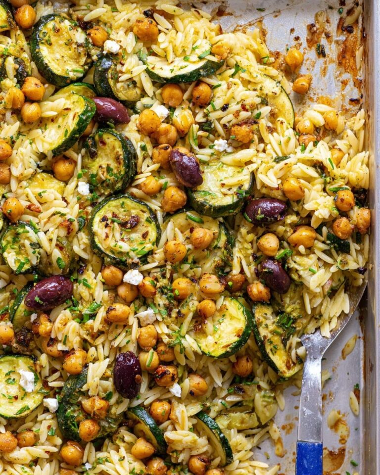 Roasted Zucchini Orzo with Chickpeas and Feta Recipe