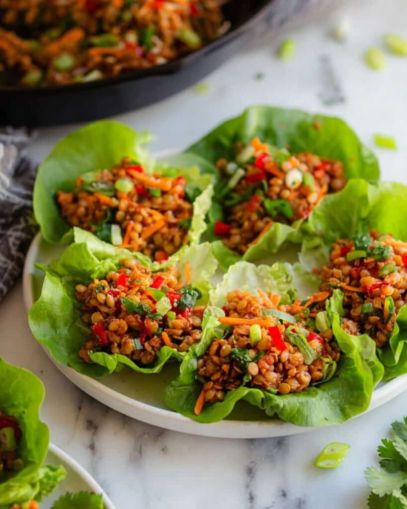 Asian Lentil Lettuce Wraps Recipe