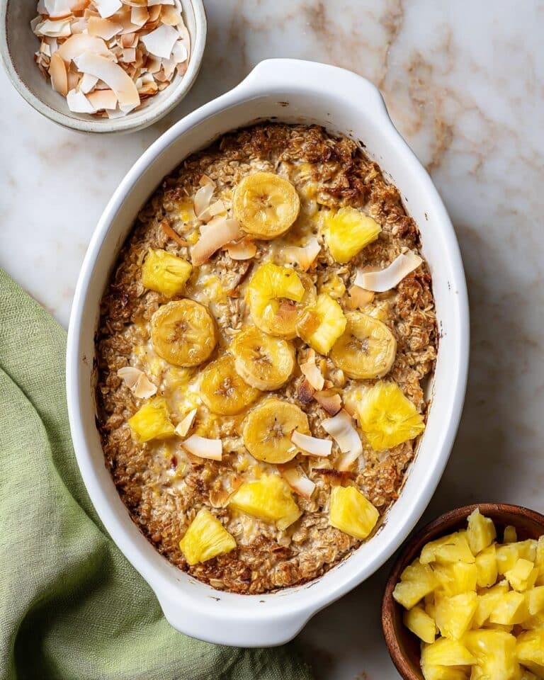Pineapple Baked Oatmeal with Banana and Coconut Recipe
