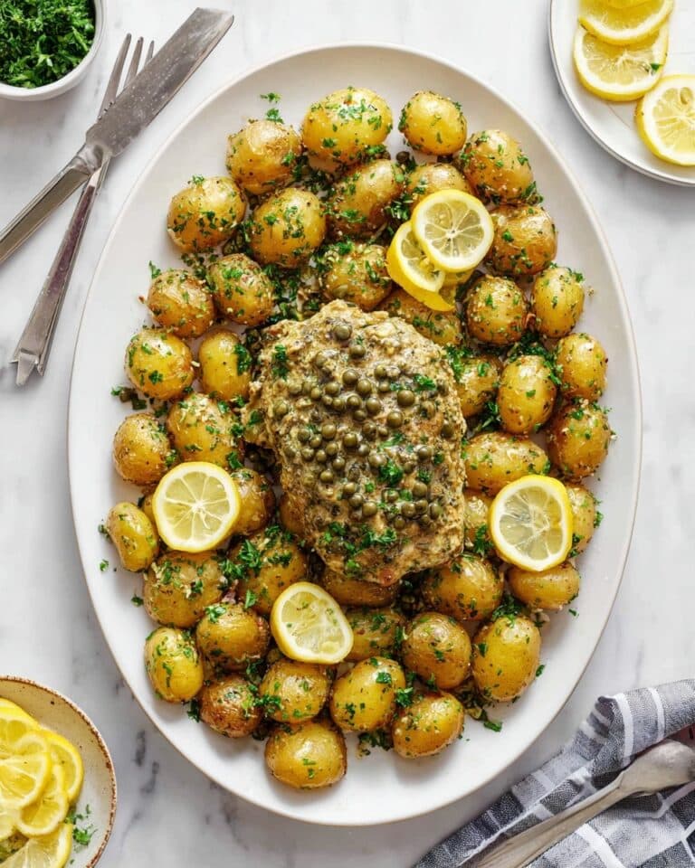 Baked Cod with Mustard Cream Sauce and Roasted Baby Potatoes Recipe
