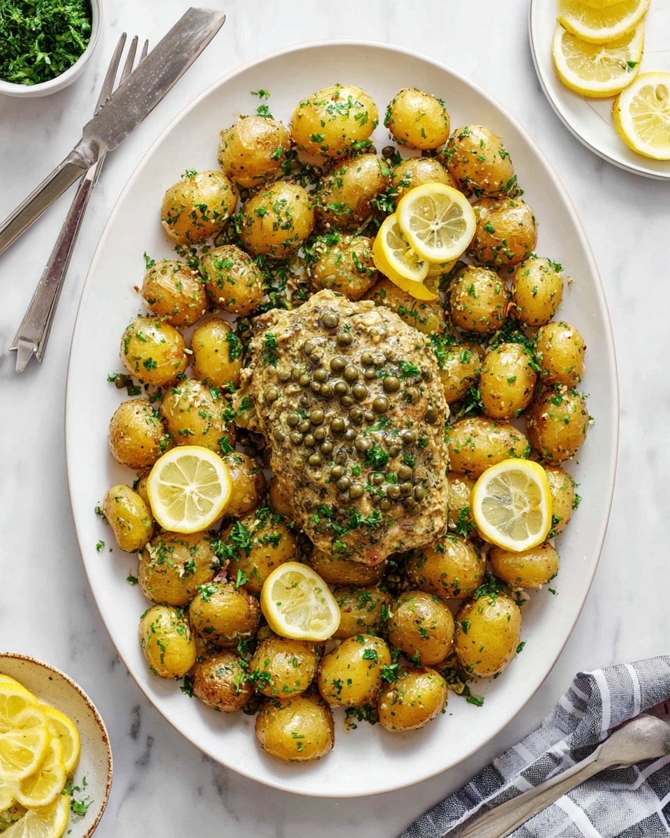 Baked Cod with Mustard Cream Sauce and Roasted Baby Potatoes Recipe