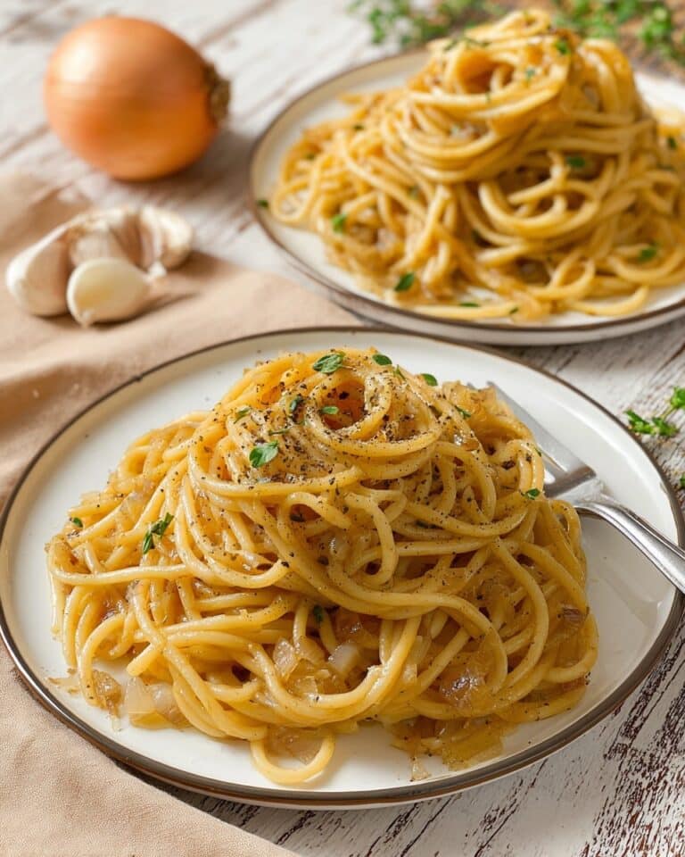 Vegan Caramelized Onion & Roasted Garlic Pasta Recipe