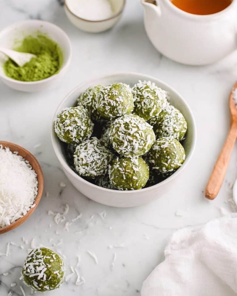 No Bake Matcha Coconut Balls with Almond Flour Recipe