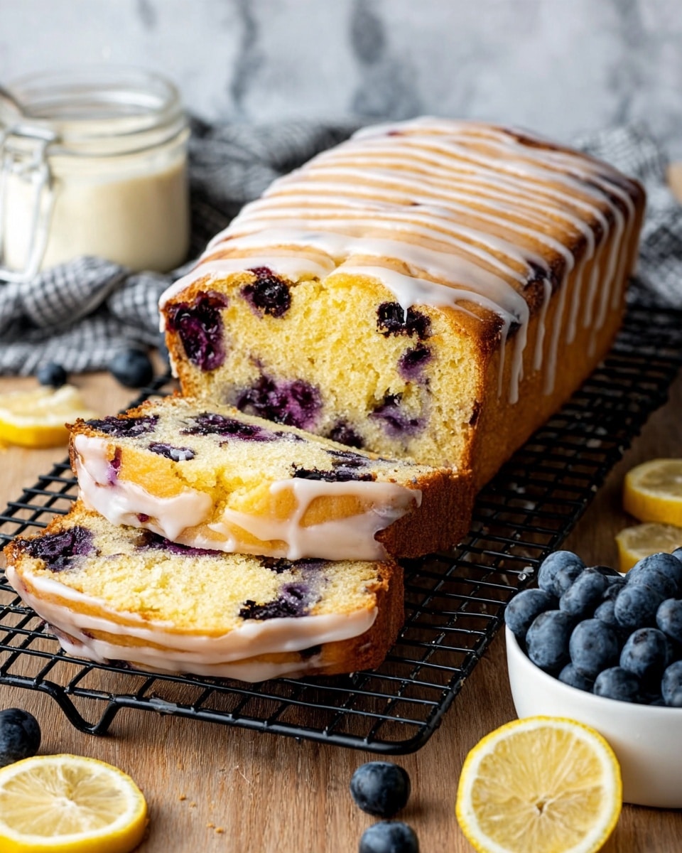 Lemon Blueberry Loaf Cake with Greek Yogurt and Lemon Glaze Recipe