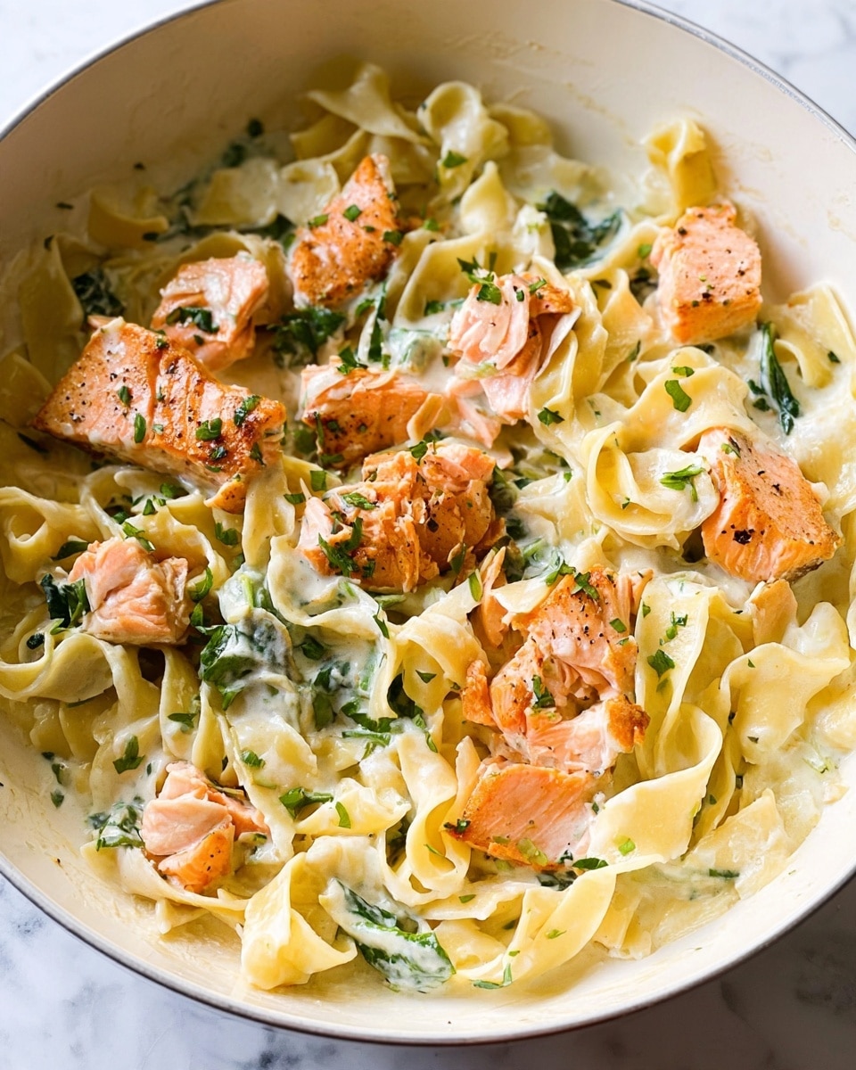 Salmon Pasta with Mixed Greens Recipe