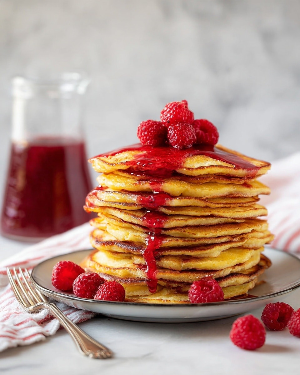 Lemon Cottage Cheese Pancakes with Raspberry Syrup Recipe