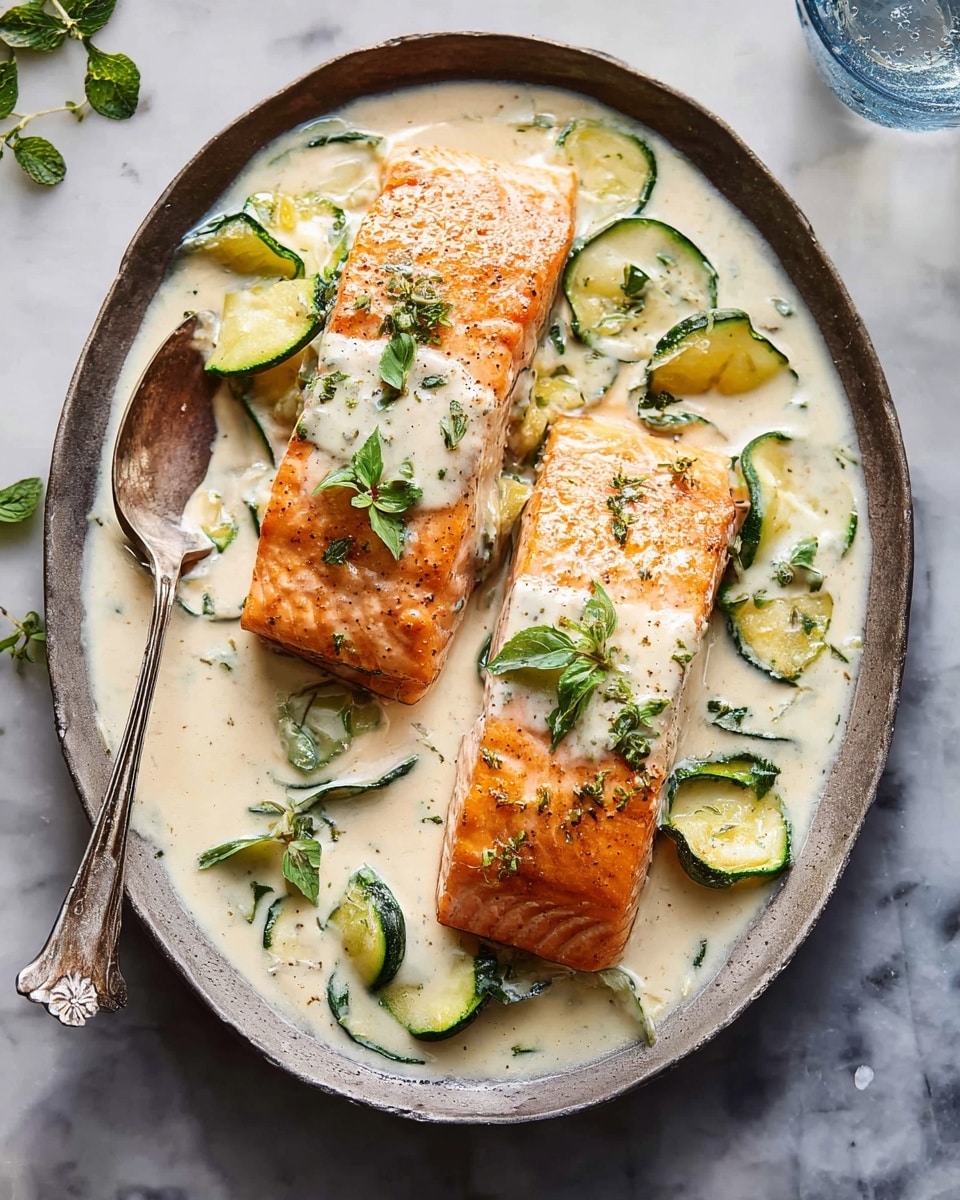 Creamed Feta Garlic Herb Butter Salmon Recipe
