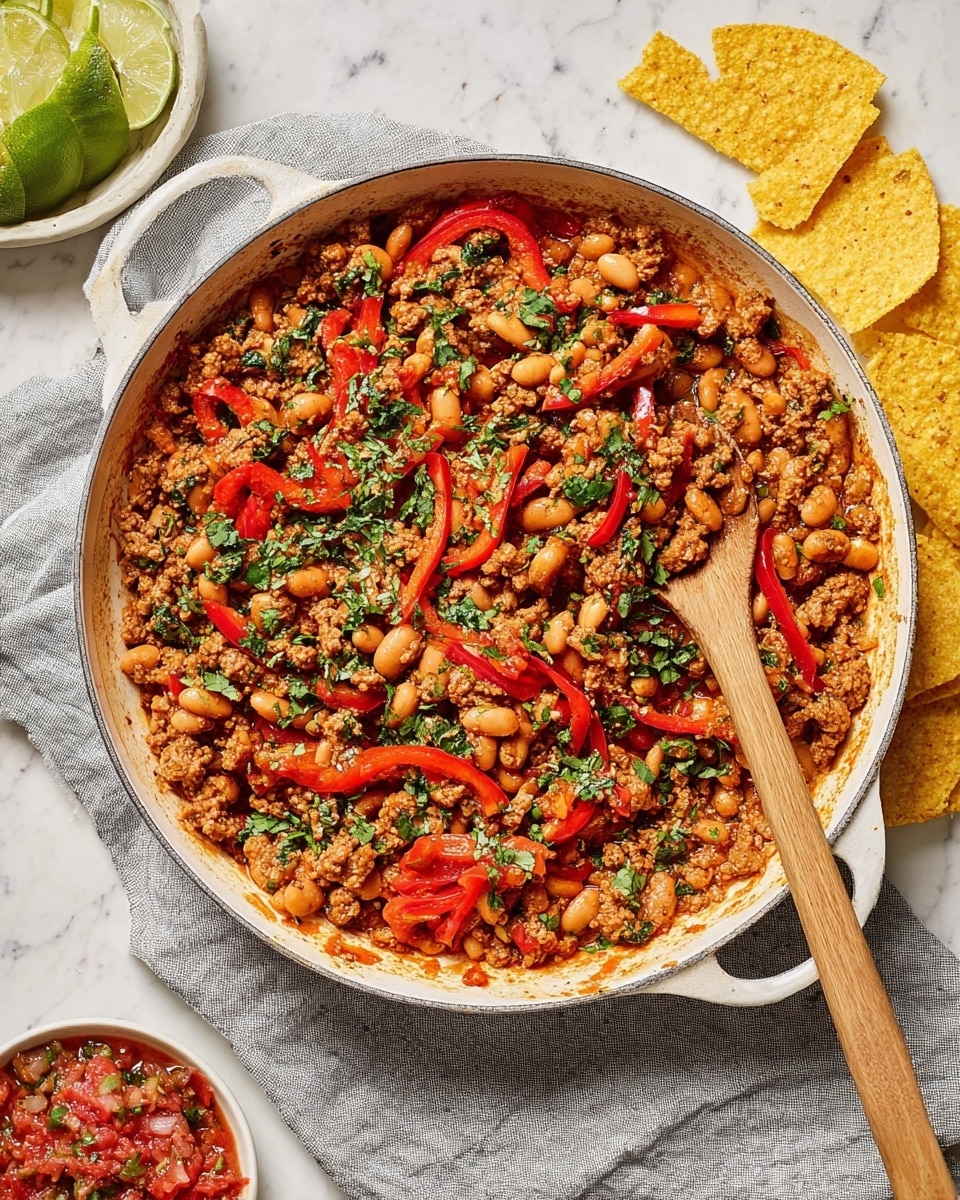 Pepper and Ground Turkey Fajita Skillet with Beans Recipe